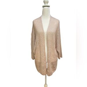 Becool Chic Women's Open Knit Cardigan - Pink